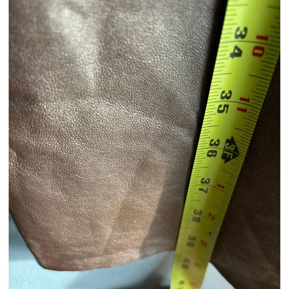 Express World Brand Womens Flat Front Leather Bootcut Pants Bronze Sz M - Picture 7 of 11